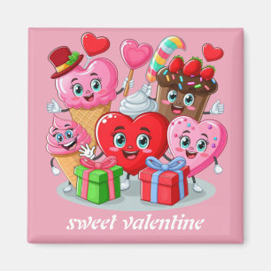 Cartoon Heart & Sweet friends valentine's day Magnet