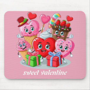 Cartoon Heart & Sweet friends valentine's day Mouse Pad