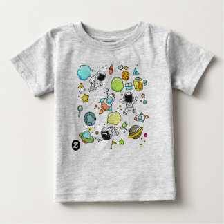 cartoon,Heather Grey,[cloud,rocket,astronaut] Baby T-Shirt