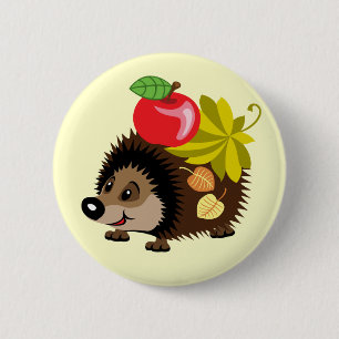 cartoon hedgehog 6 cm round badge