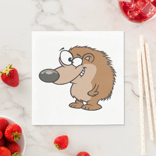 Cartoon Hedgehog Brown Animal Napkins
