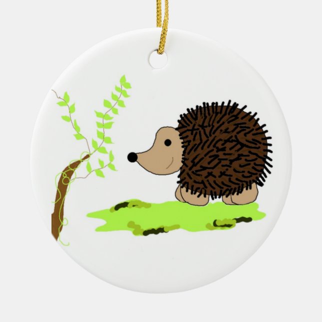 Cartoon Hedgehog Ceramic Ornament (Front)
