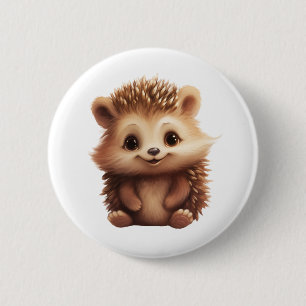 Cartoon hedgehog illustration 6 cm round badge