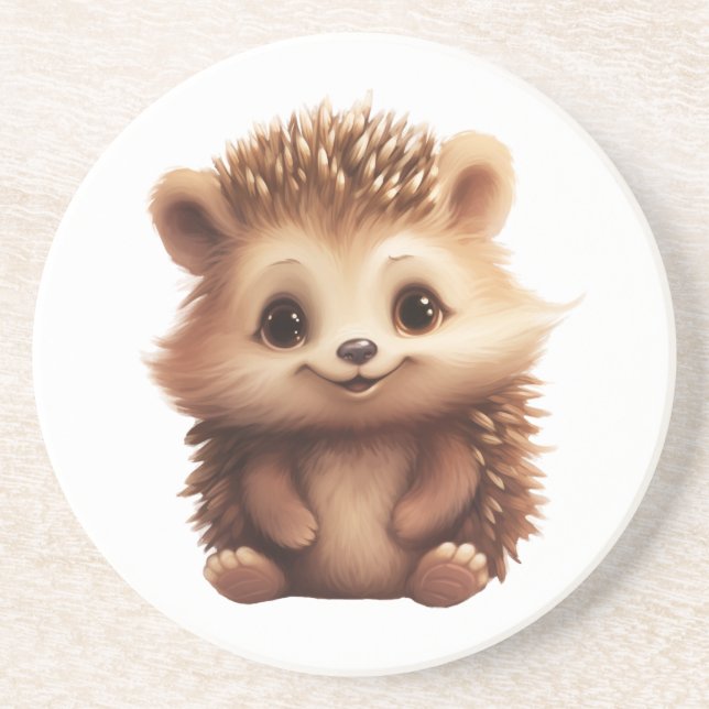 Cartoon hedgehog illustration coaster (Front)