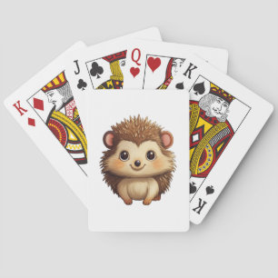 Cartoon hedgehog illustration playing cards