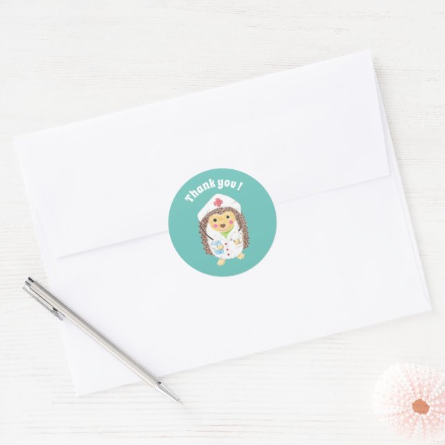 Cartoon hedgehog nurse thank you envelope seal (Envelope)