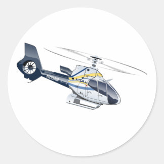 Cartoon Helicopter Classic Round Sticker