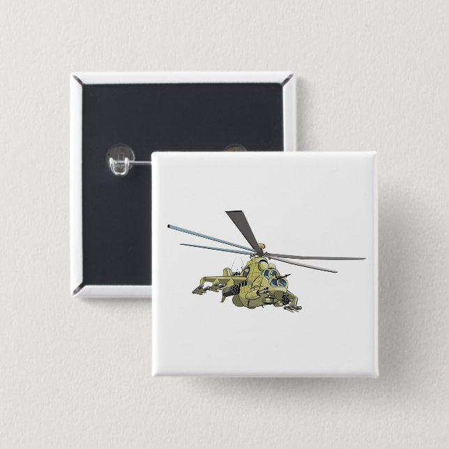 Cartoon Helicopter "Hind" 15 Cm Square Badge (Front & Back)