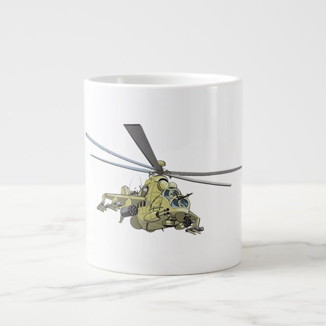 Cartoon Helicopter "Hind" Large Coffee Mug (Front)