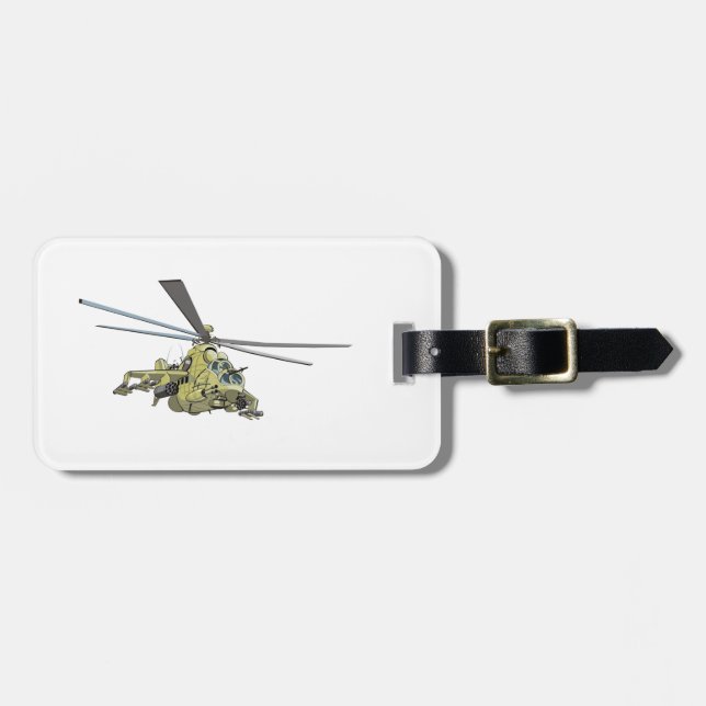 Cartoon Helicopter "Hind" Luggage Tag (Front Horizontal)
