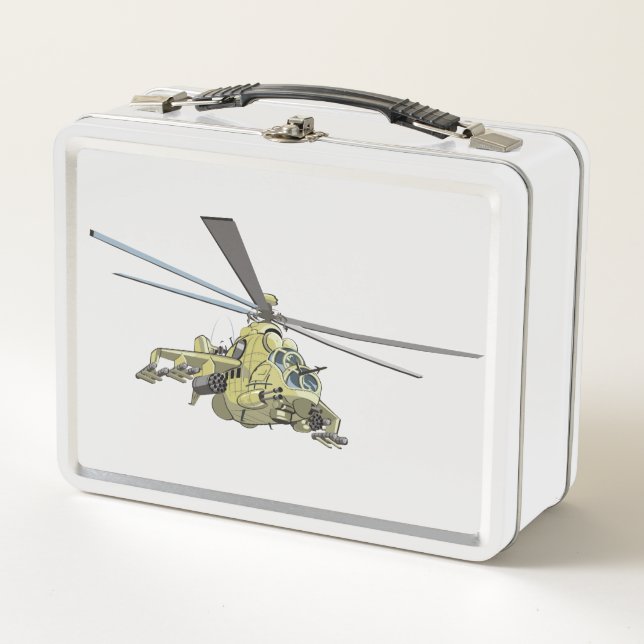 Cartoon Helicopter "Hind" Metal Lunch Box (Front)