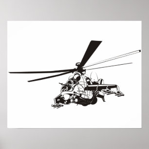 Cartoon Helicopter "Hind" Poster