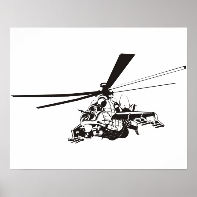 Cartoon Helicopter "Hind" Poster (Front)