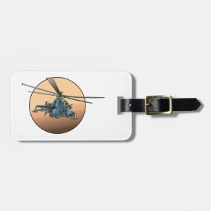 Cartoon helicopter luggage tag