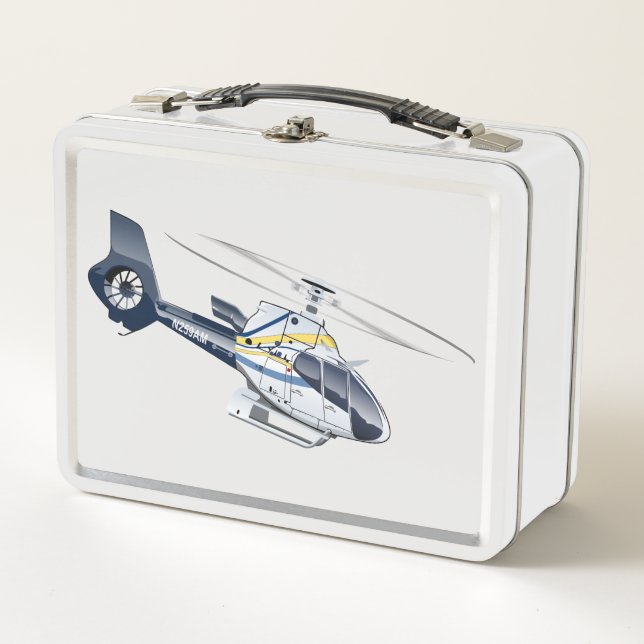 Cartoon Helicopter Metal Lunch Box (Front)