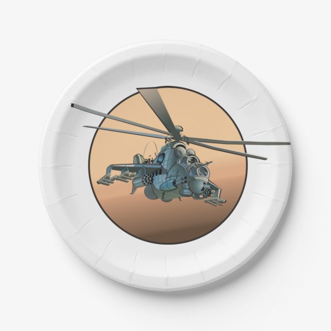 Cartoon helicopter paper plate (Front)