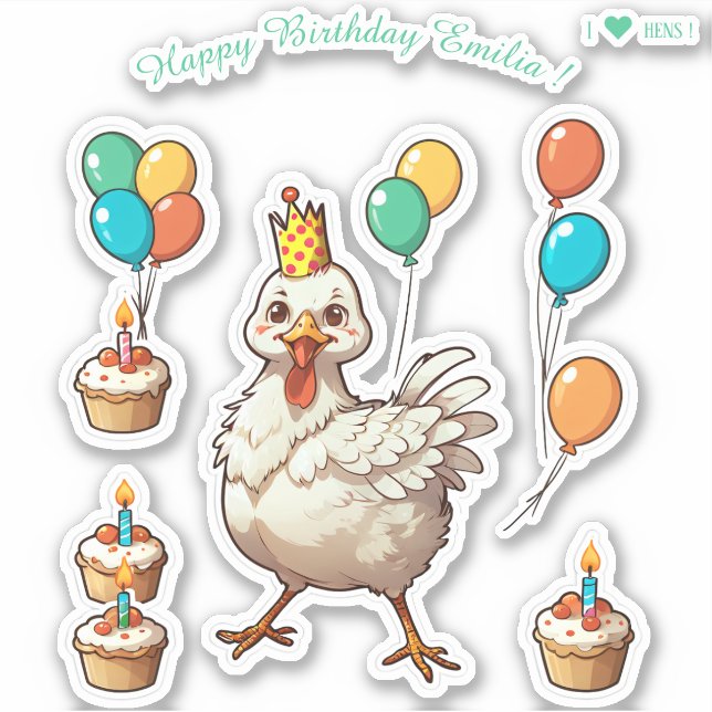 Cartoon Hen Chcken - Happy Birthday Personalised (Front)