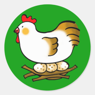 Cartoon Hen on Nest Farm Sticker  