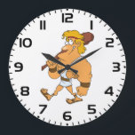 Cartoon Hercules Greek Mythology Hero with Club Large Clock<br><div class="desc">Keep time with a decorative touch using this custom wall clock. Featuring a high-impact plexiglass face and a silent clock mechanism, this timepiece is as functional as it is beautiful. The lightweight design makes it easy to hang in any room, from the kitchen and office to a nursery or living...</div>
