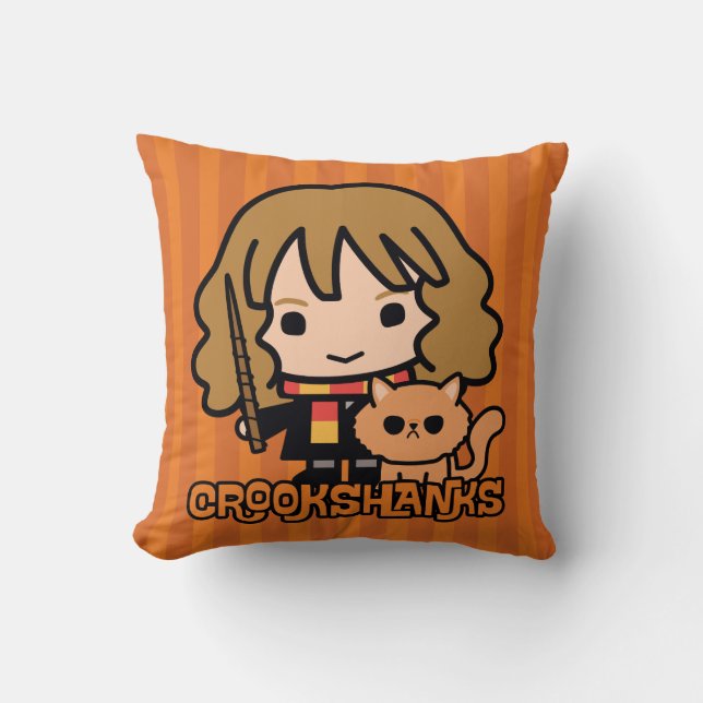 Cartoon Hermione and Crookshanks Cushion (Front)