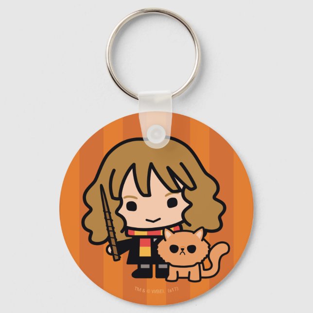 Cartoon Hermione and Crookshanks Key Ring (Front)