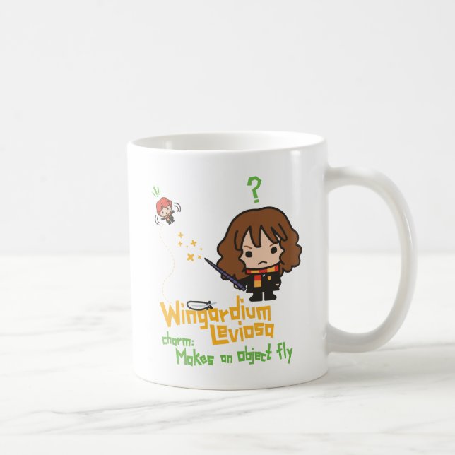 Cartoon Hermione and Ron Wingardium Leviosa Spell Coffee Mug (Right)