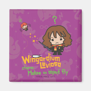 Cartoon Hermione and Ron Wingardium Leviosa Spell Magnet