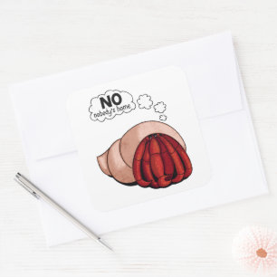 Cartoon Hermit Crab Hiding inside Shell with Text Square Sticker