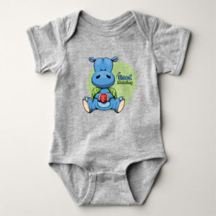 Cartoon Hippo   Baby Bodysuit