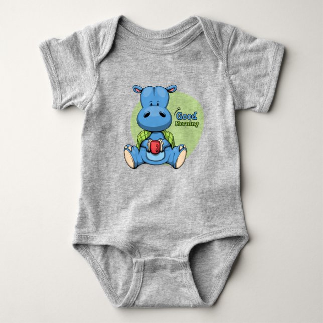 Cartoon Hippo | Baby Bodysuit (Front)