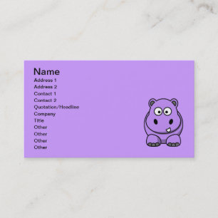 cartoon-hippo cute adorable friendly purple business card