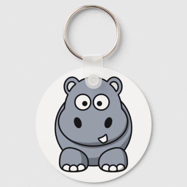 Cartoon Hippo Key Ring (Front)