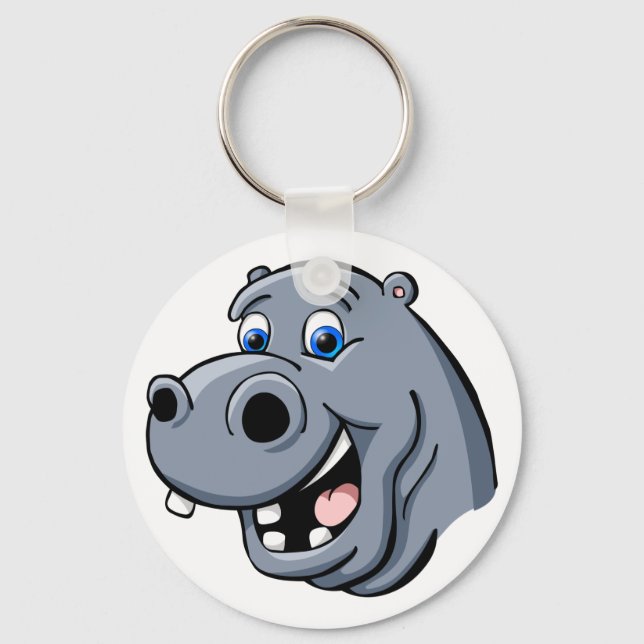 Cartoon Hippo Key Ring (Front)