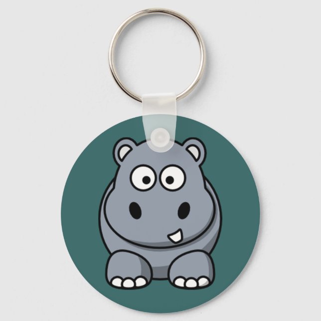 Cartoon Hippo Key Ring (Front)