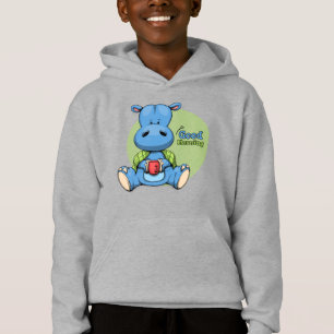 Cartoon Hippo Kids Pullover Hoodie
