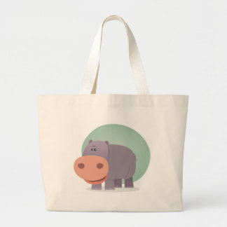 Cartoon Hippo Large Tote Bag