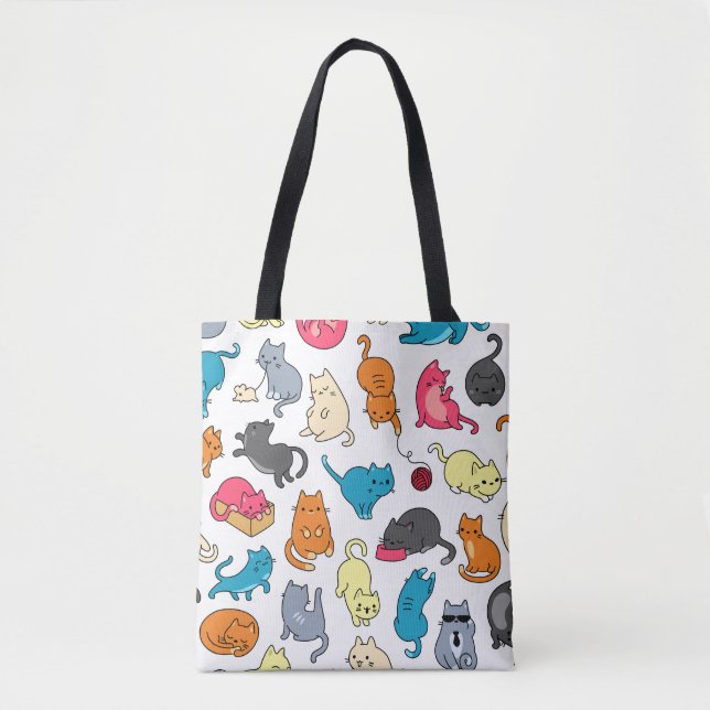Cartoon Hipster Cats Tote Bag (Front)