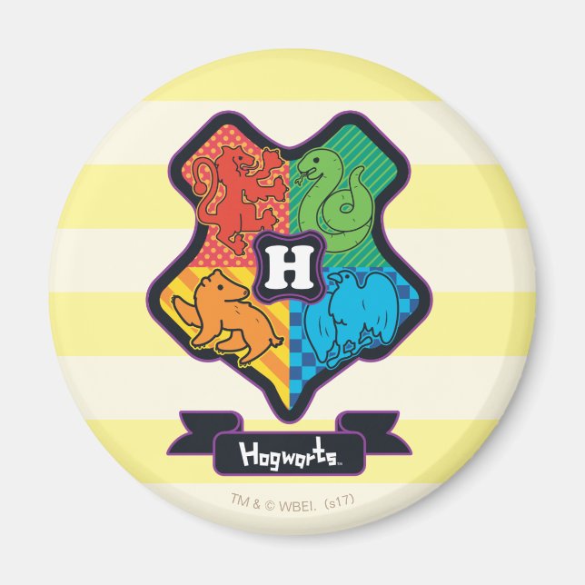 Cartoon Hogwarts Crest Magnet (Front)