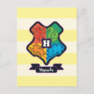 Cartoon Hogwarts Crest Postcard