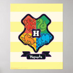 Cartoon Hogwarts Crest Poster