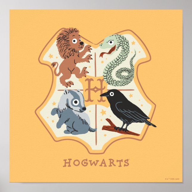 Cartoon Hogwarts Crest Poster (Front)