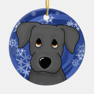 Cartoon Holiday Black Lab Ornament
