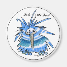 Cartoon Holiday Blue Kiwi Magnet