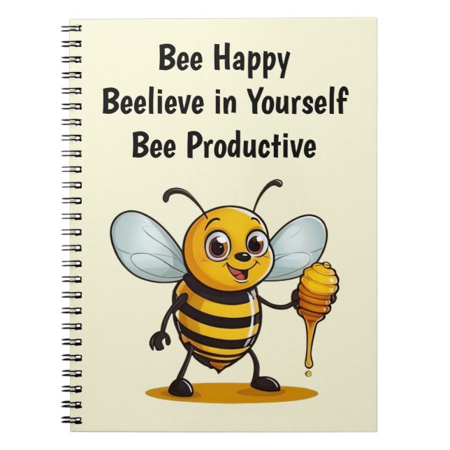 Cartoon Honey Bee Personalised Notebook (Front)