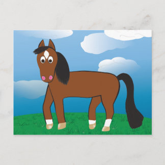 Cartoon Horse Bay with white socks Postcard