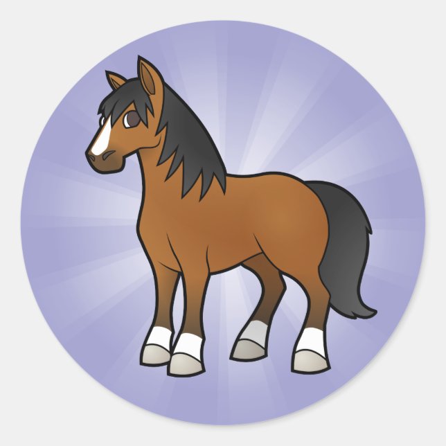 Cartoon Horse Classic Round Sticker (Front)