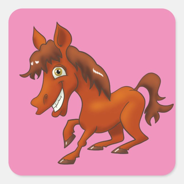 Cartoon Horse Square Sticker (Front)