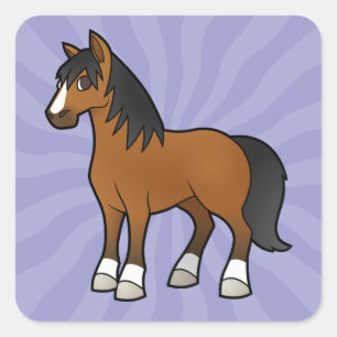 Cartoon Horse Square Sticker