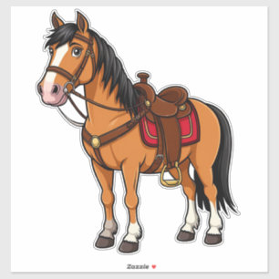 Cartoon Horse With Saddle and Reins