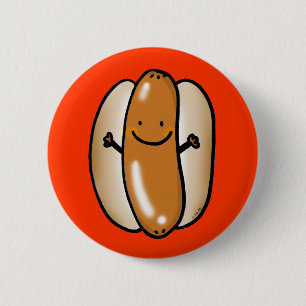 cartoon hot dog sausage 6 cm round badge